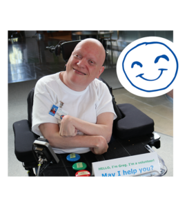 An adult on a wheelchair