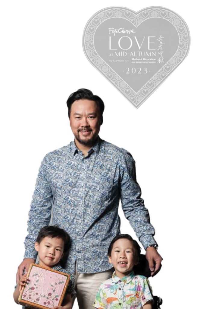 An adult with two children