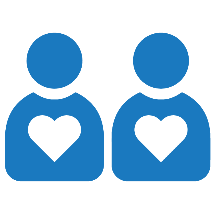 An icon of two people, with heart